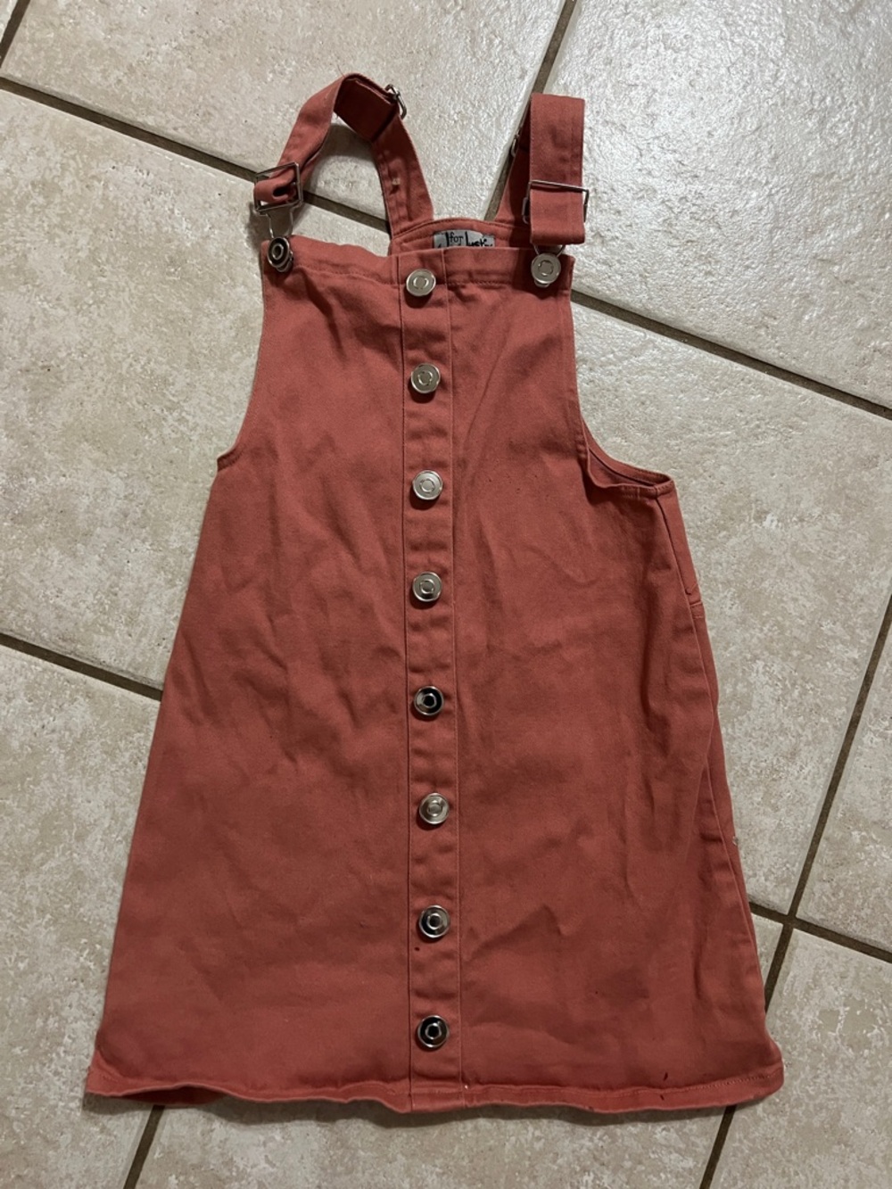 J for Justify Rust-Red Button-Front Overall Dress